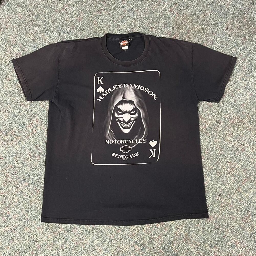 Faded Y2k Harley Davidson Clown Bedford Texas Black Tee